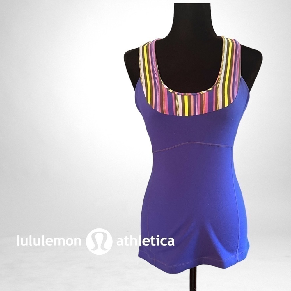 Lululemon Blue Wish/Multi Color Scoop Neck Racerback Tank Yoga Top Size 6